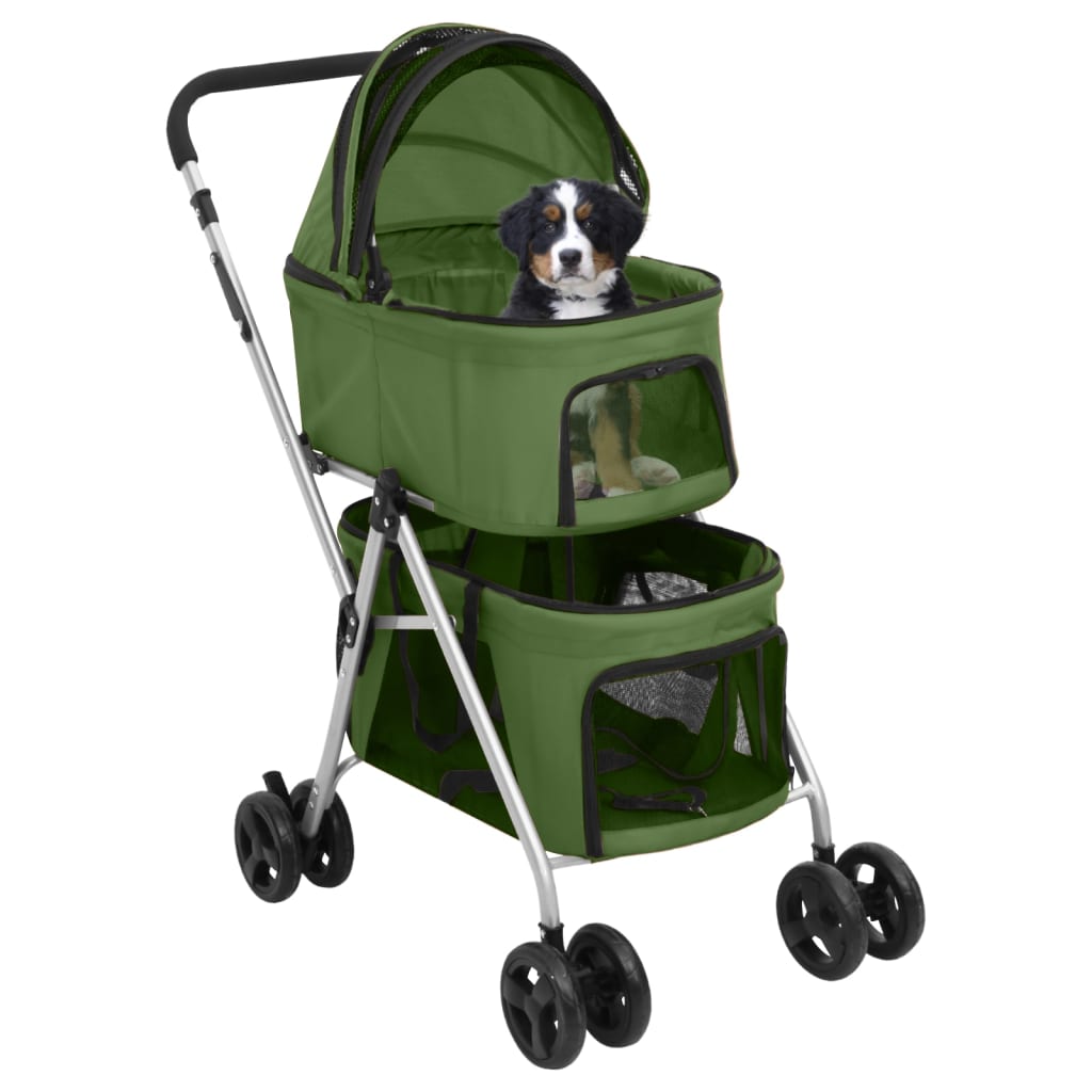 Vidaxl Dog Car 2-vrstvy skládací 83x48x97 cm oxford tkanina zelená