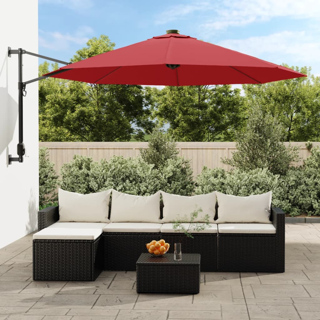 Vidaxl Wall Parasol 290 cm svetlo rdeča