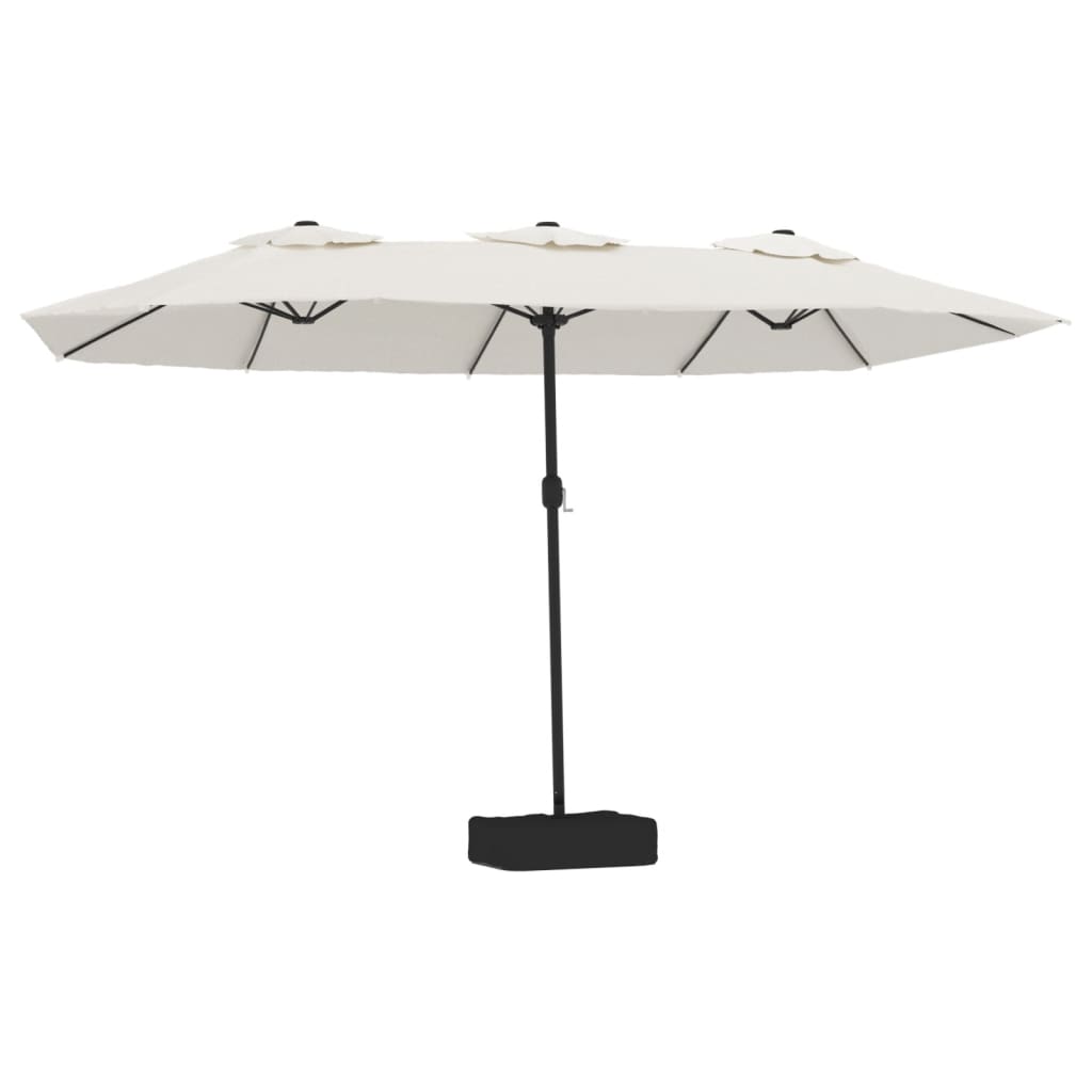 Vidaxl Parasol Doppio tetto con LED 449x245 cm Sand Bianco