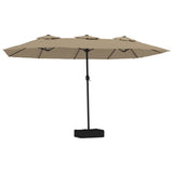 Vidaxl Parasol dobbelttak med LED 449x245 cm taupe