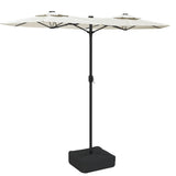 Vidaxl Parasol dobbelttak med LED 316x240 cm sand hvit