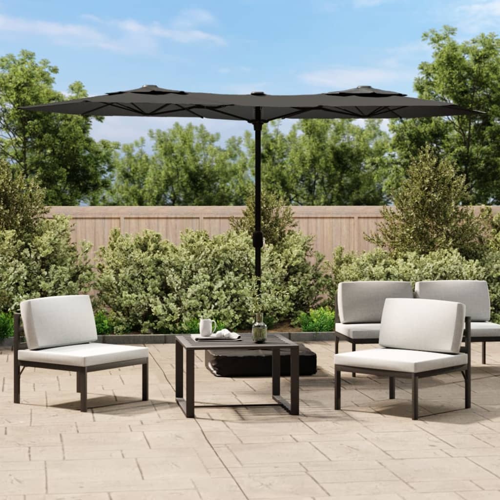 Vidaxl Parasol dubbel tak med lysdioder 316x240 cm Anthracite -färgad