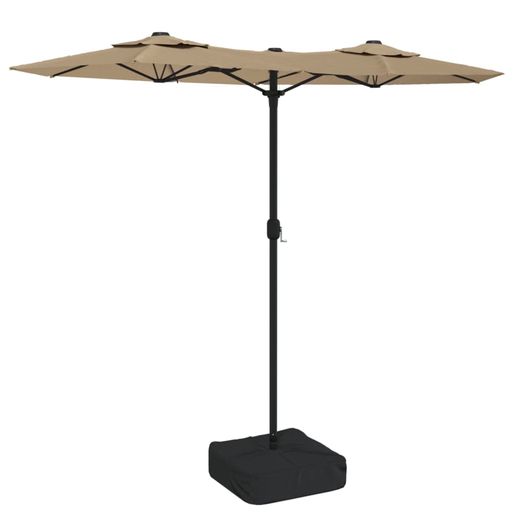 Vidaxl Parasol Doppio tetto con LED 316x240 cm Taupe