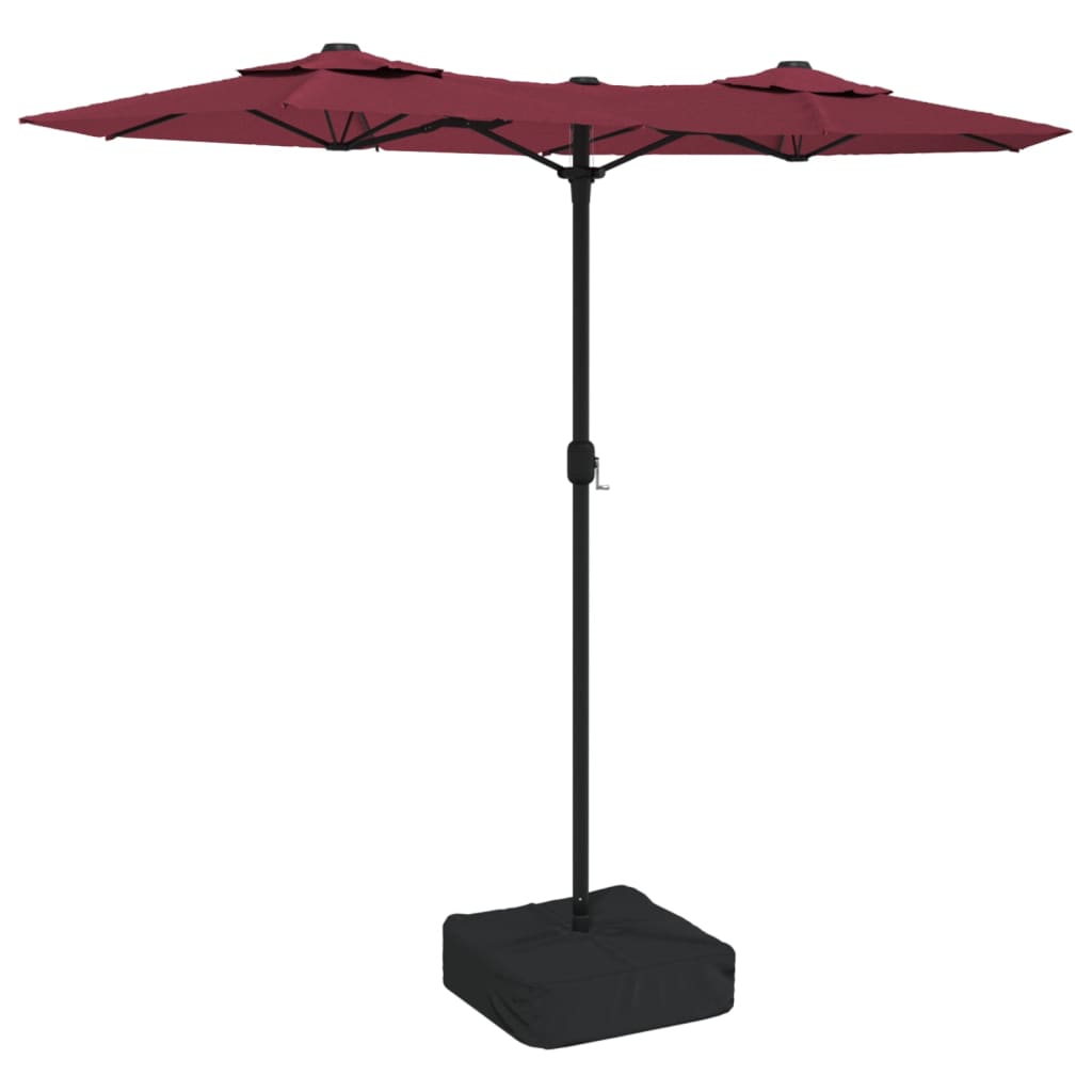 Vidaxl Parasol Doppio tetto con LED 316x240 cm Bordeaux rosso