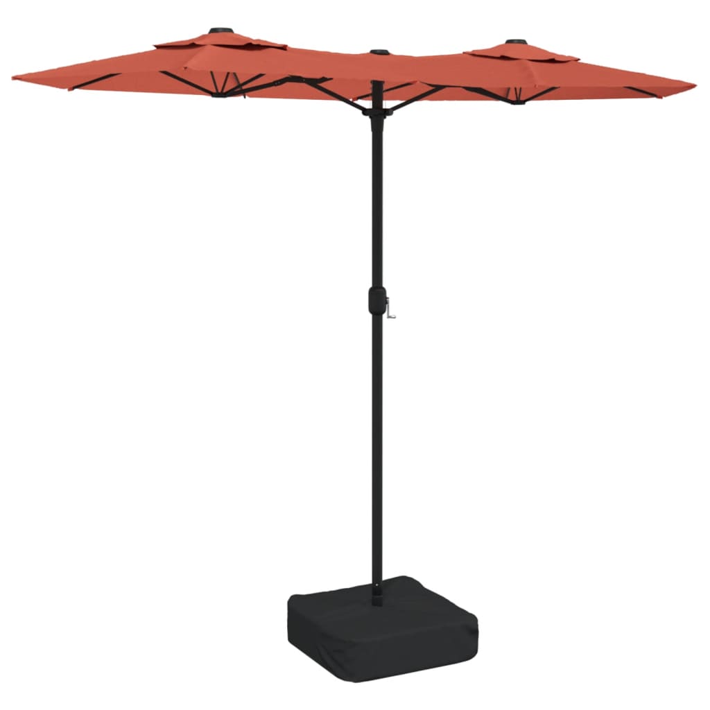 Vidaxl Parasol dubbel tak med lysdioder 316x240 cm terrakotta -färgade