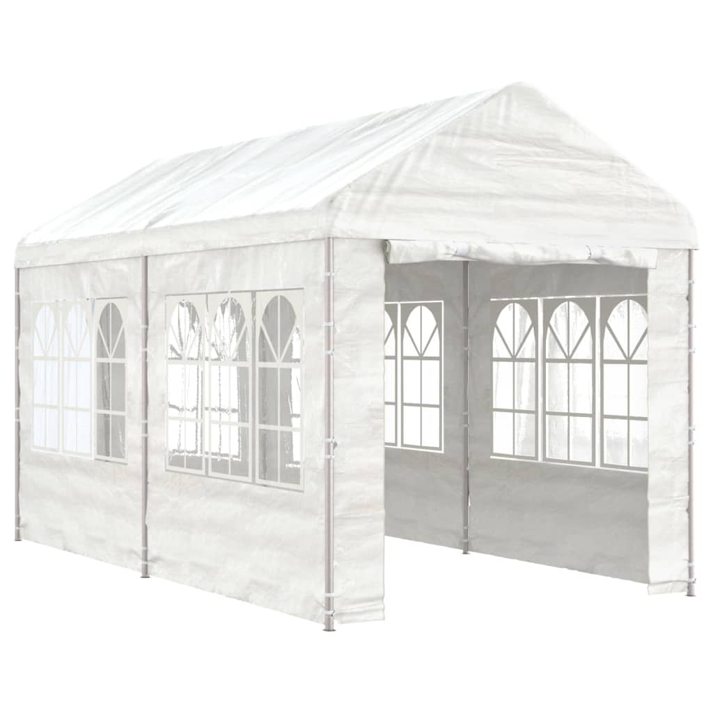 Arbor vidaxl avec toit 4.46x2.28x2.69 m Blanc en polyéthylène