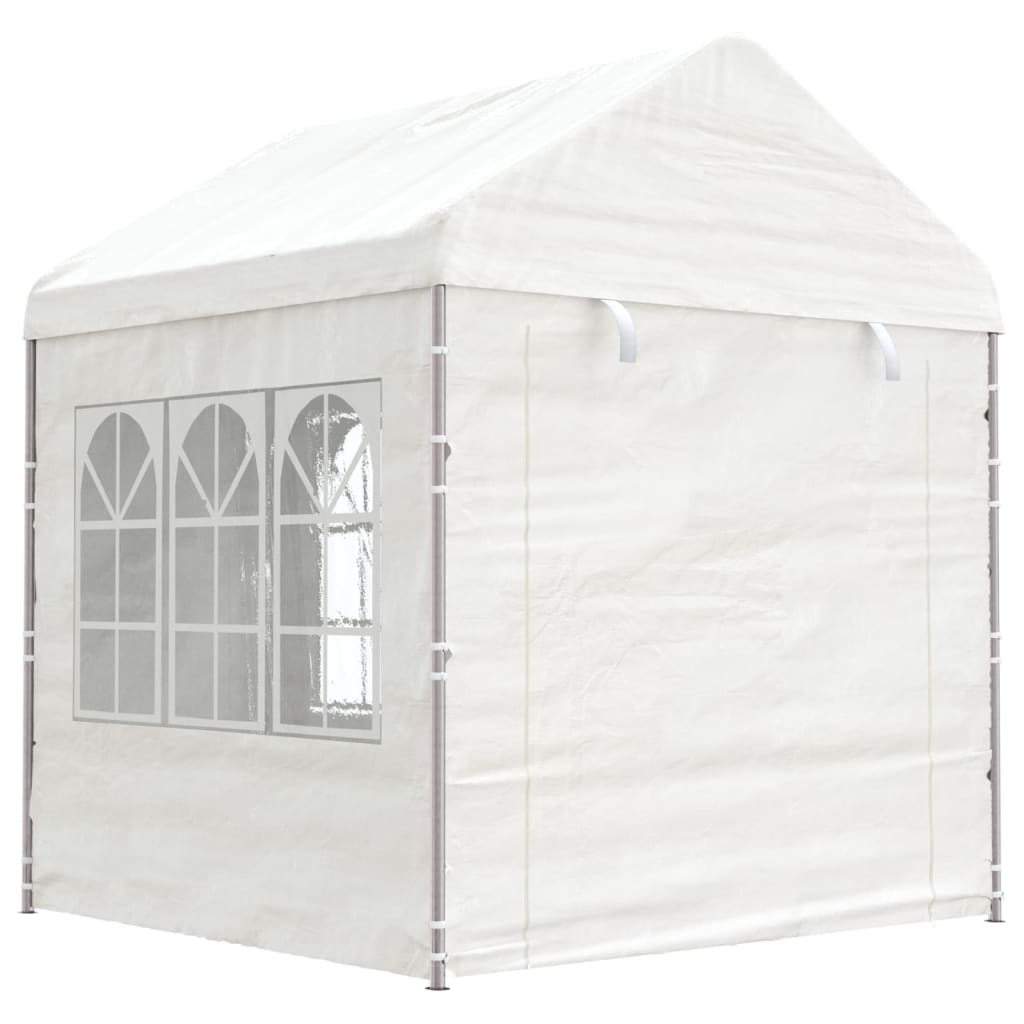 Vidaxl Arbor con tetto 4.46x2.28x2.69 m polietilene bianco