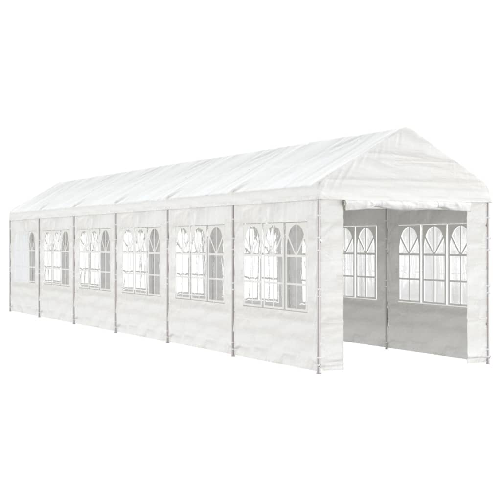 Arbor vidaxl avec toit 13.38x2.28x2.69 m Blanc en polyéthylène