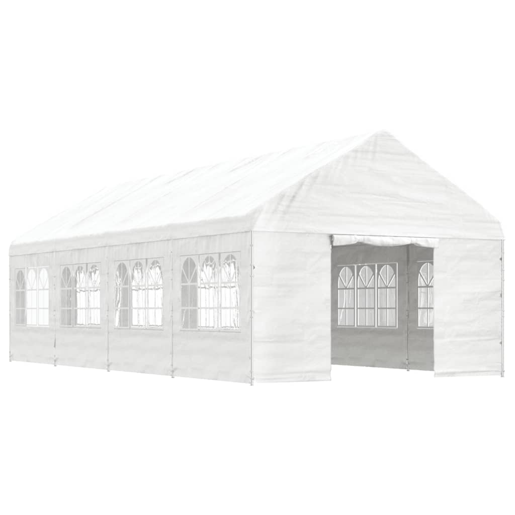 Vidaxl arbor with roof 8.92x4.08x3.22 m polyethylene white