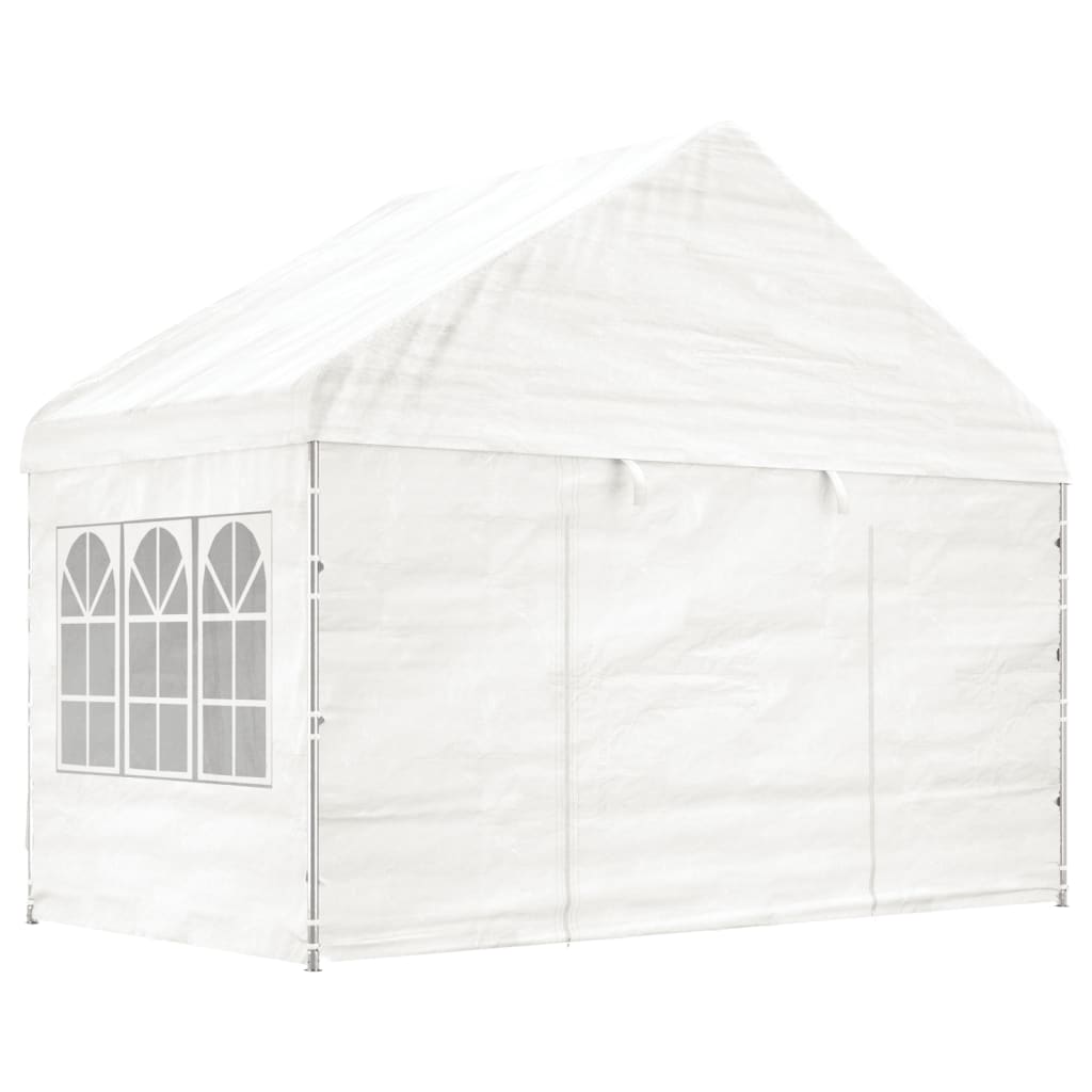 Arbor vidaxl avec toit 8.92x4.08x3,22 m Blanc en polyéthylène