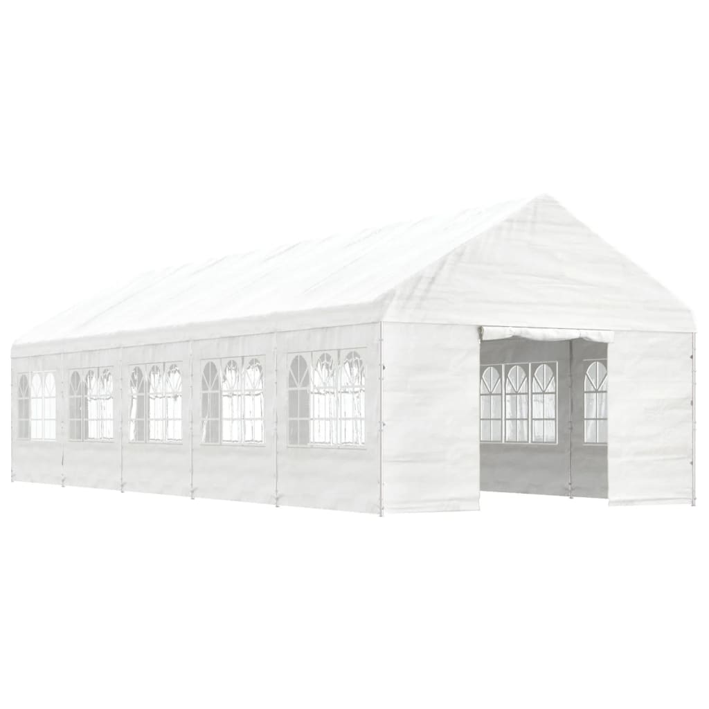 Vidaxl arbor with roof 11.15x4.08x3.22 m polyethylene white