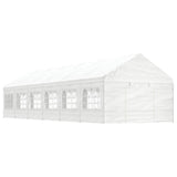 Arbor vidaxl avec toit 13.38x4.08x3,22 m Blanc en polyéthylène