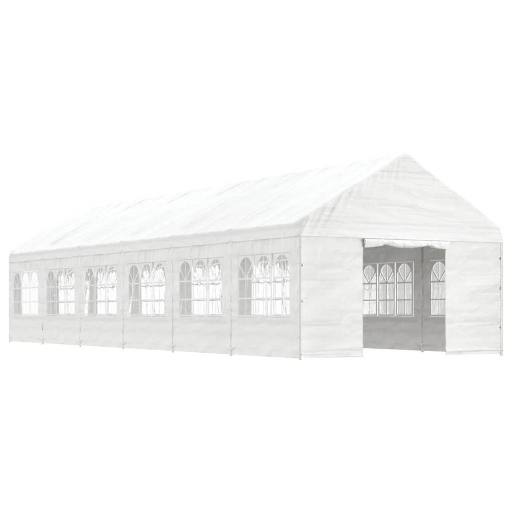 Vidaxl arbor with roof 13.38x4.08x3.22 m polyethylene white