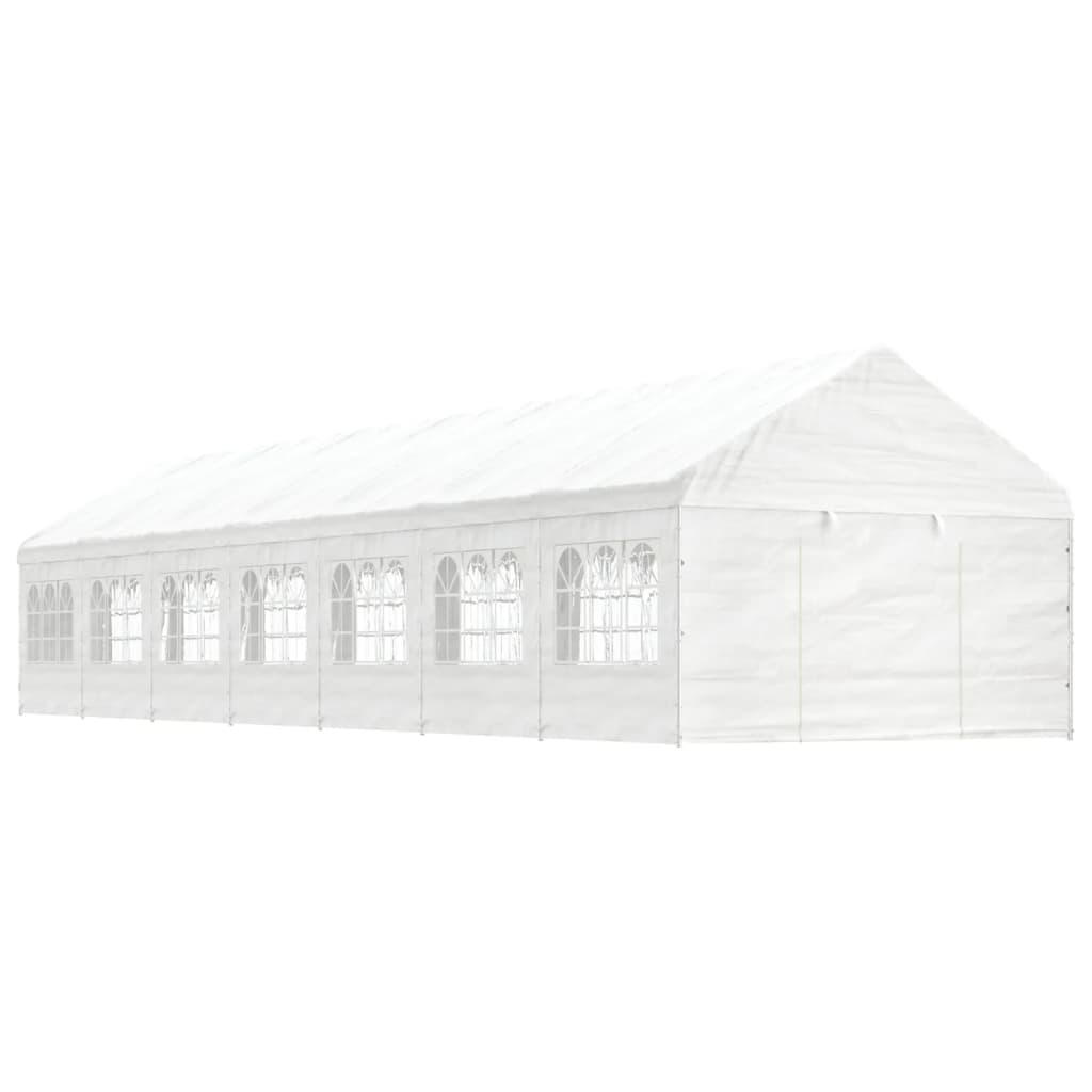 Arbor vidaxl avec toit 15.61x4.08x3,22 m Blanc en polyéthylène