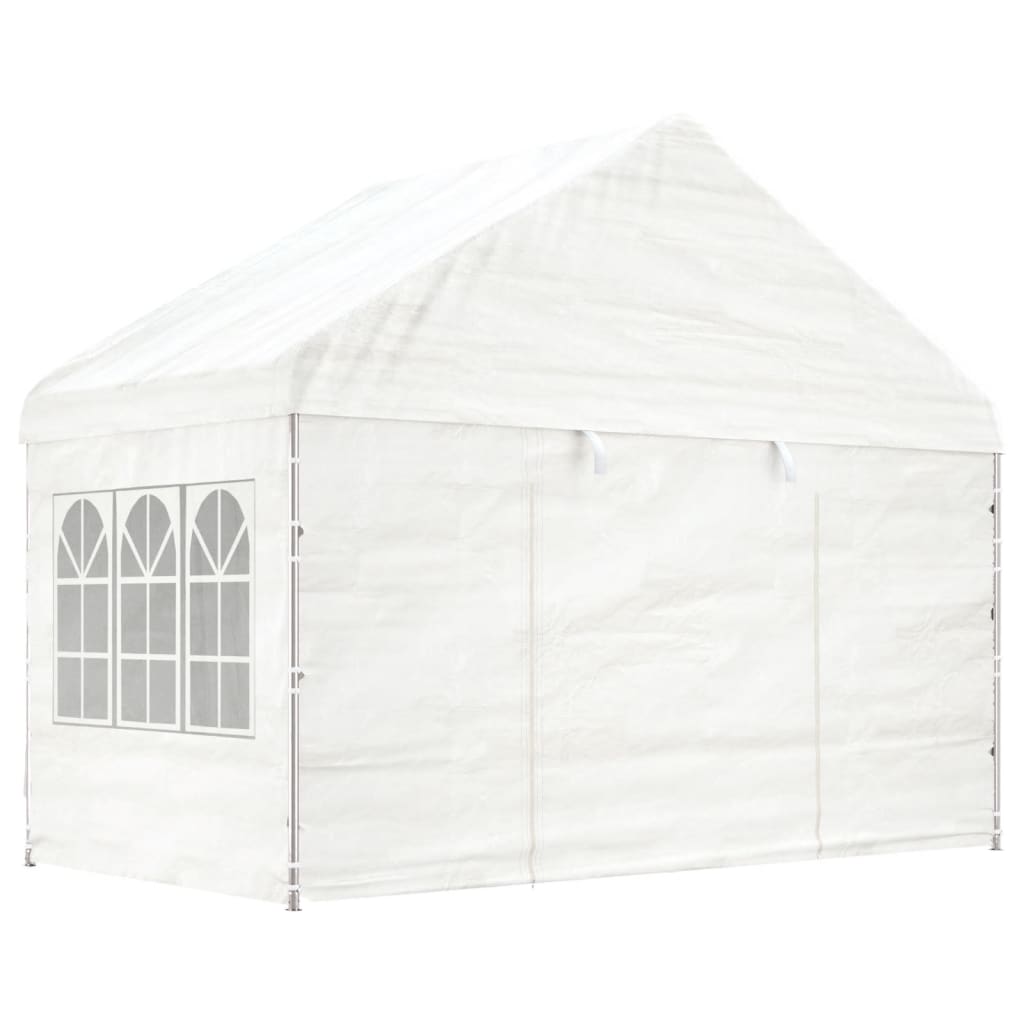 Vidaxl arbor mam Daach 17.84x4,08x3.22 m Polyethyle Wäiss wäiss