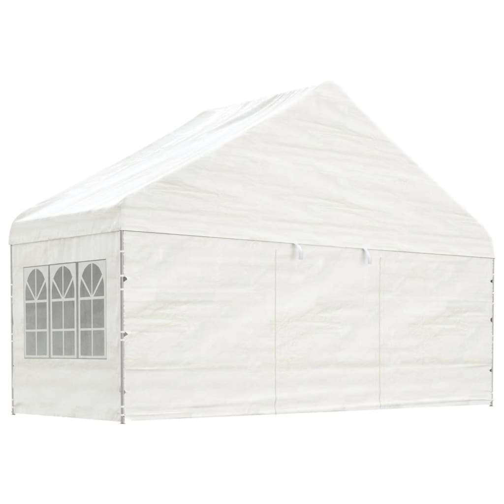 Arbor Vidaxl avec toit 8.92x5.88x3,75 m Blanc en polyéthylène