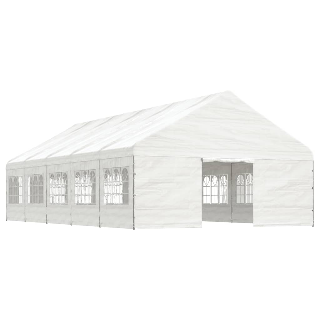 Vidaxl arbor with roof 11.15x5.88x3.75 m polyethylene white