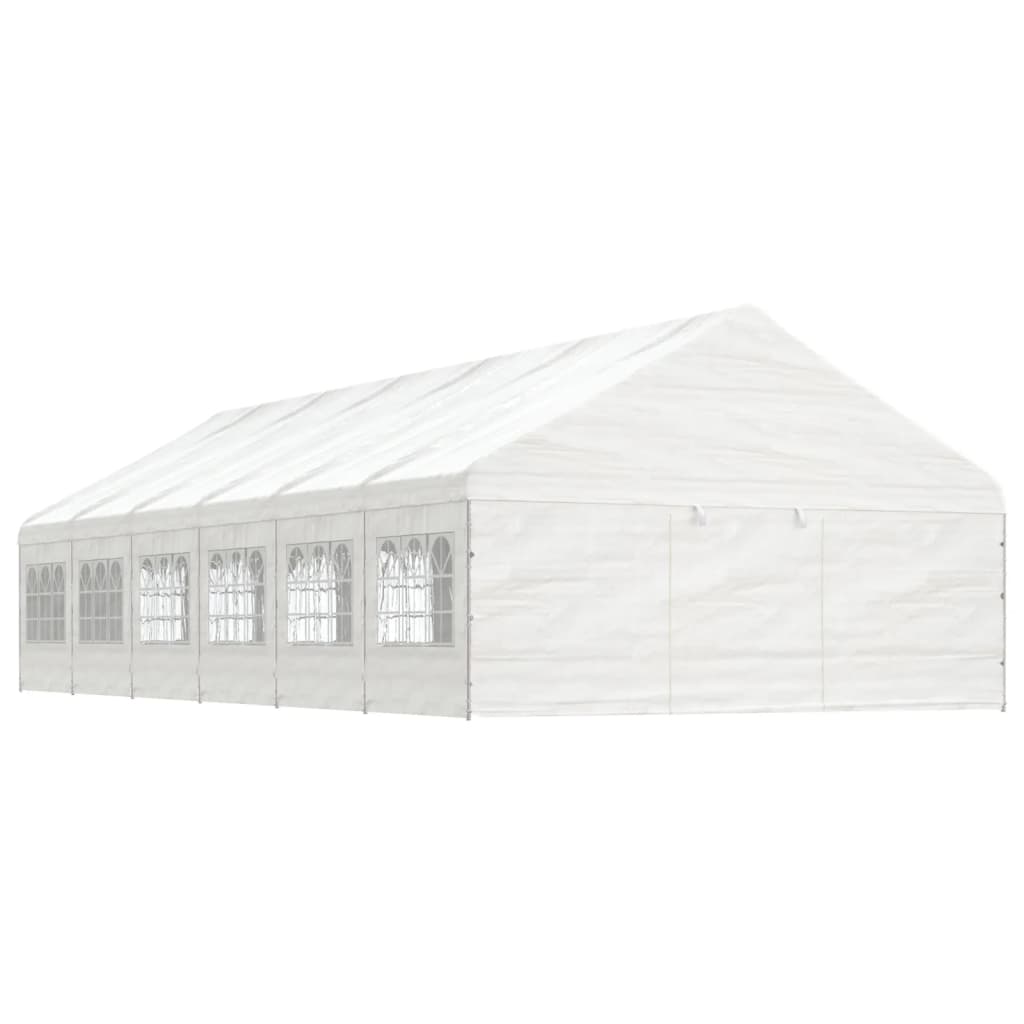 Vidaxl arbor with roof 13.38x5.88x3.75 m polyethylene white