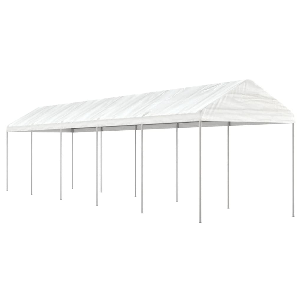 Arbor vidaxl avec toit 11.15x2.28x2.69 m blanc en polyéthylène