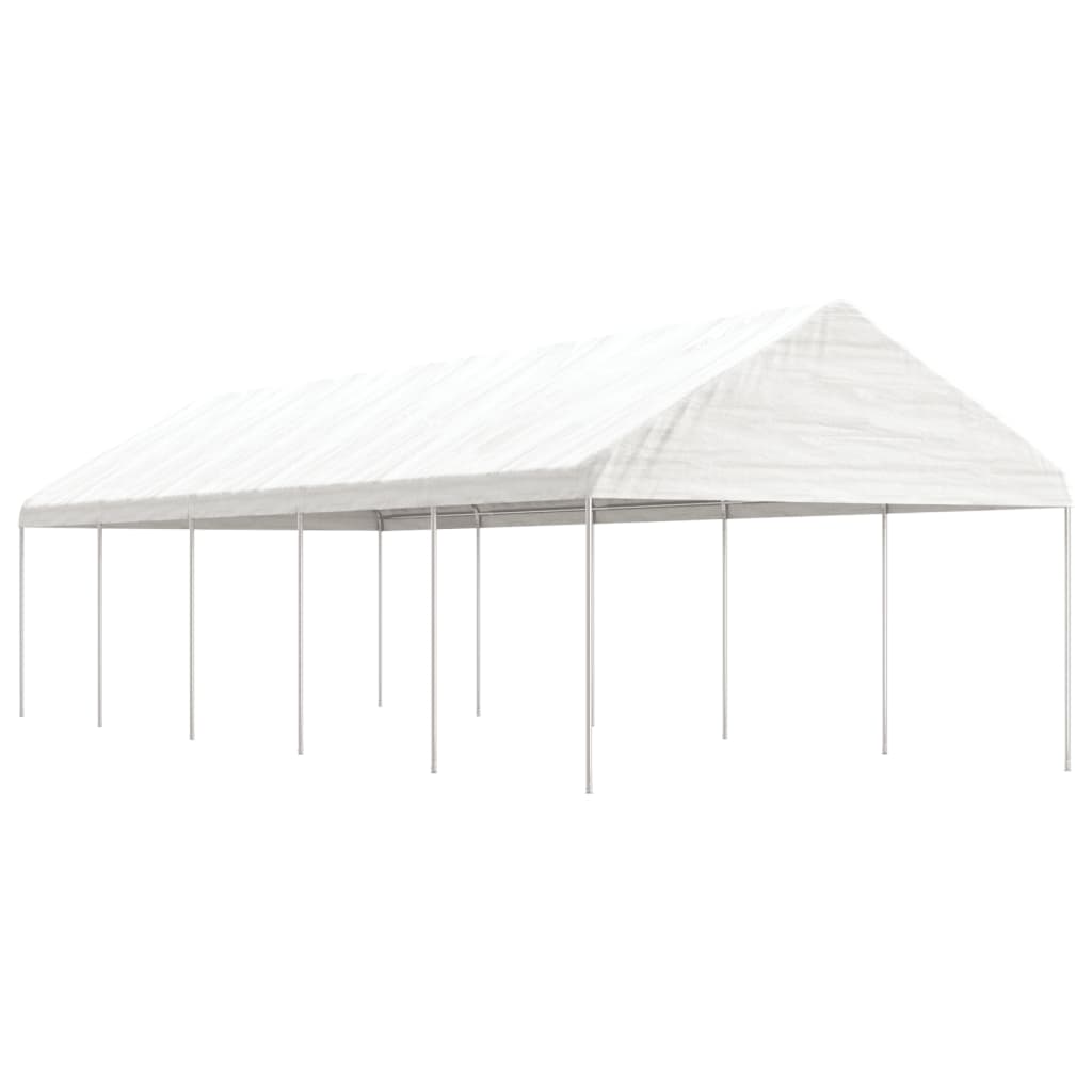 Arbor Vidaxl avec toit 11.15x4.08x3,22 m Blanc en polyéthylène