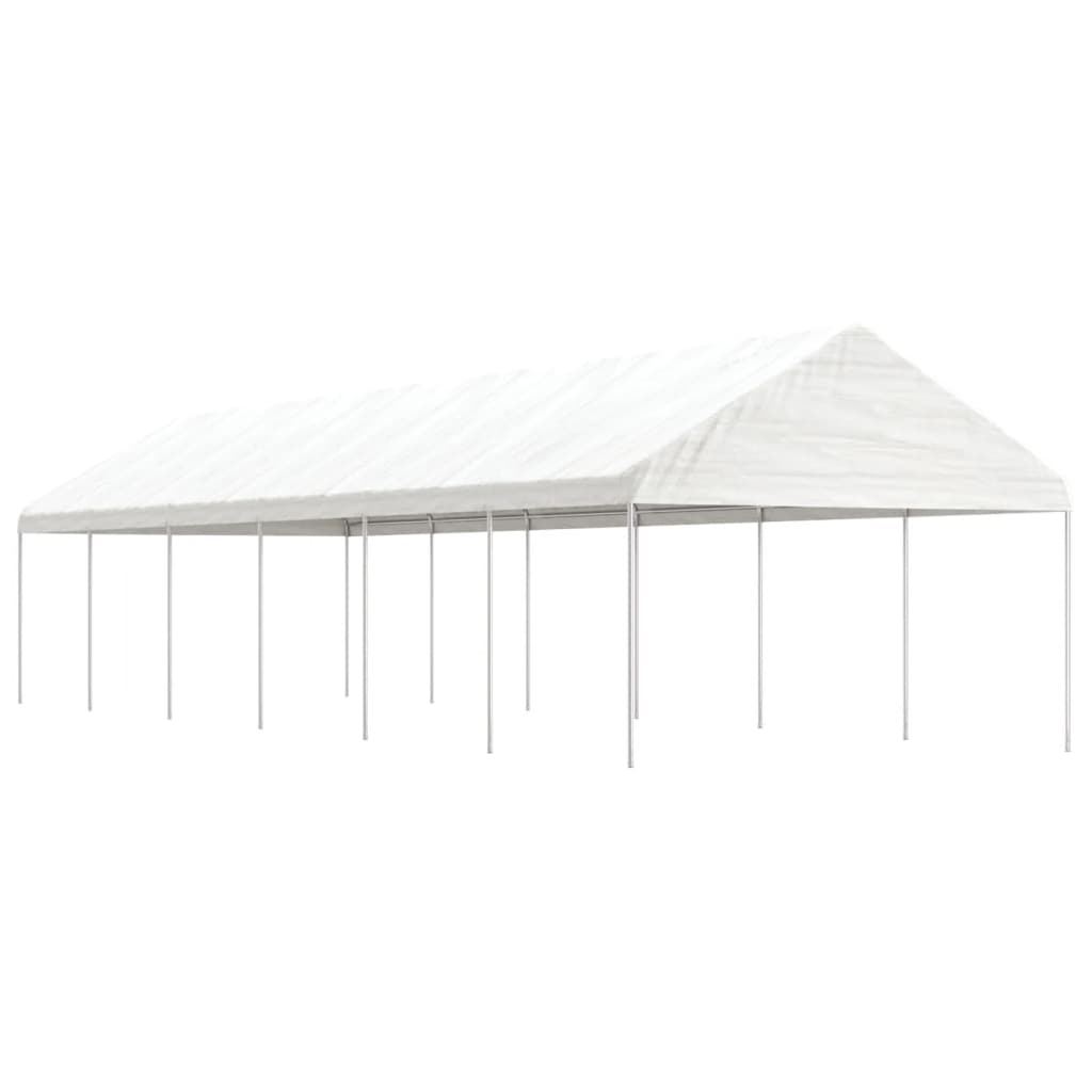 Arbor vidaxl avec toit 13.38x4.08x3,22 m Blanc en polyéthylène