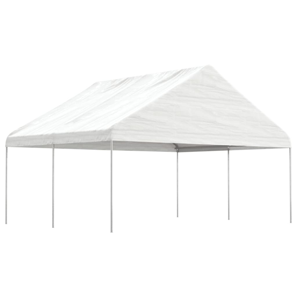 Vidaxl arbor with roof 4.46x5.88x3.75 m polyethylene white