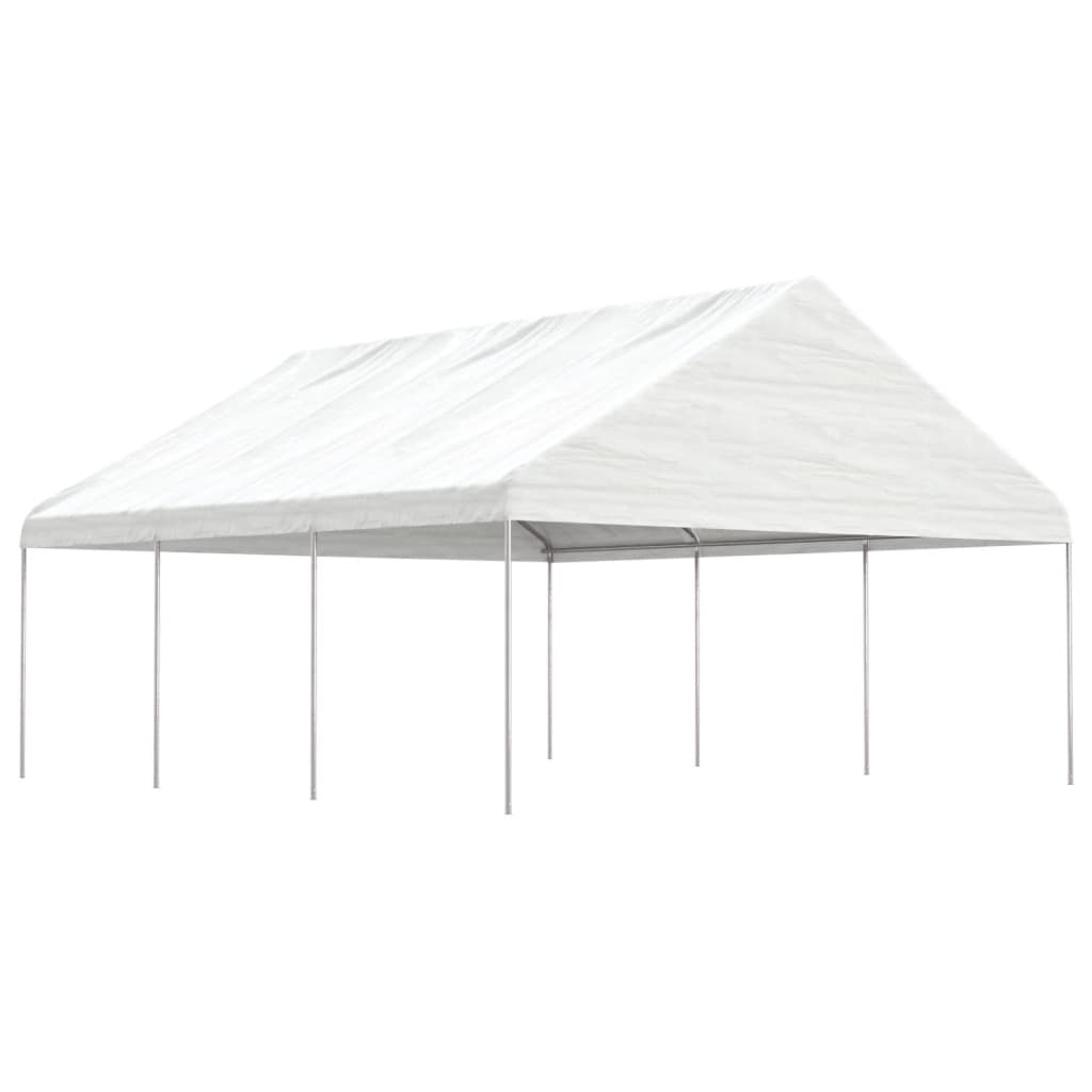 Vidaxl arbor with roof 6.69x5.88x3.75 m polyethylene white