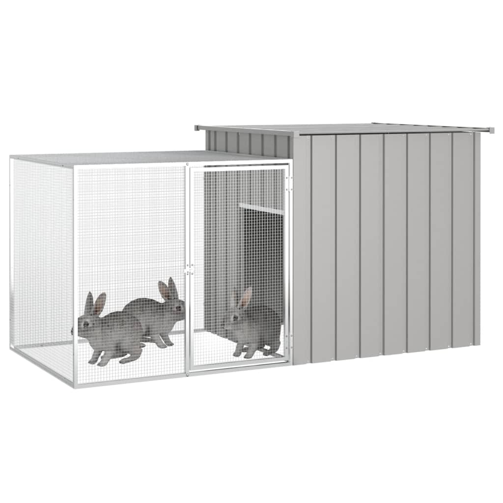 Vidaxl Rabbit Hutch 200x91x100 cm ocynkowana stalowa szarość