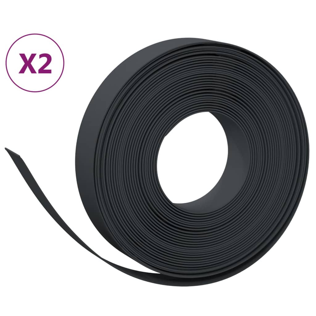 Vidaxl Have kanter 2 stk 10 m 10 cm polyethylen sort