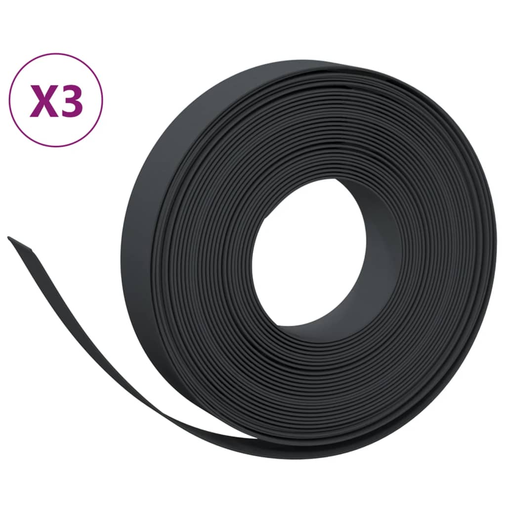 Vidaxl Garden Edges 3 St. 10 m 10 cm polyethylen sort