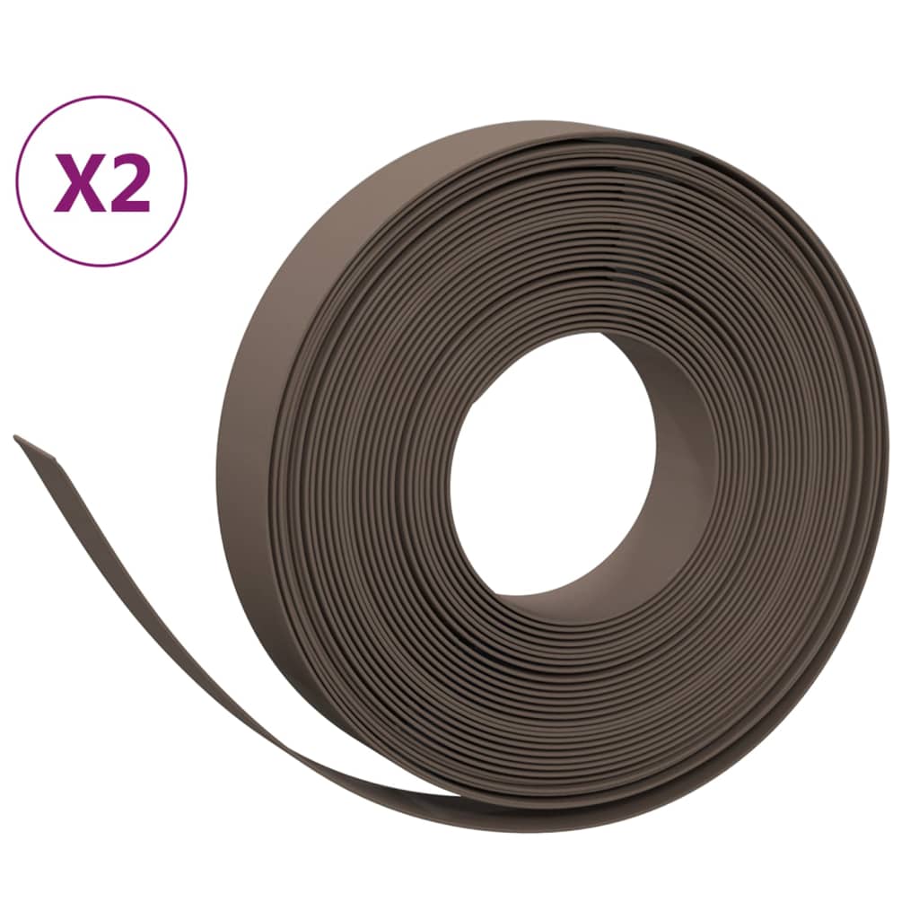 Vidaxl Have kanter 2 stk 10 m 10 cm polyethylenbrun