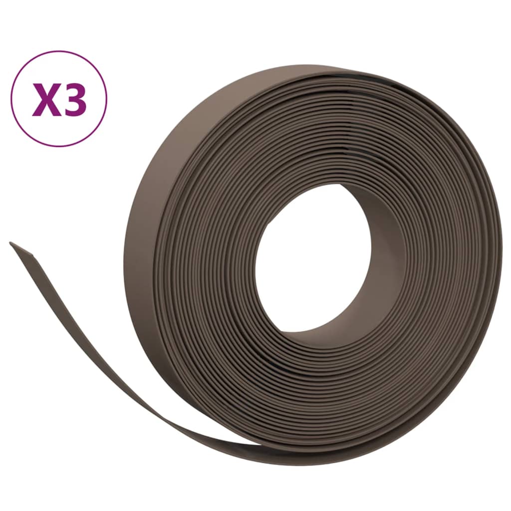 Vidaxl Garden Edges 3 St. 10 m 10 cm polyethylenbrun