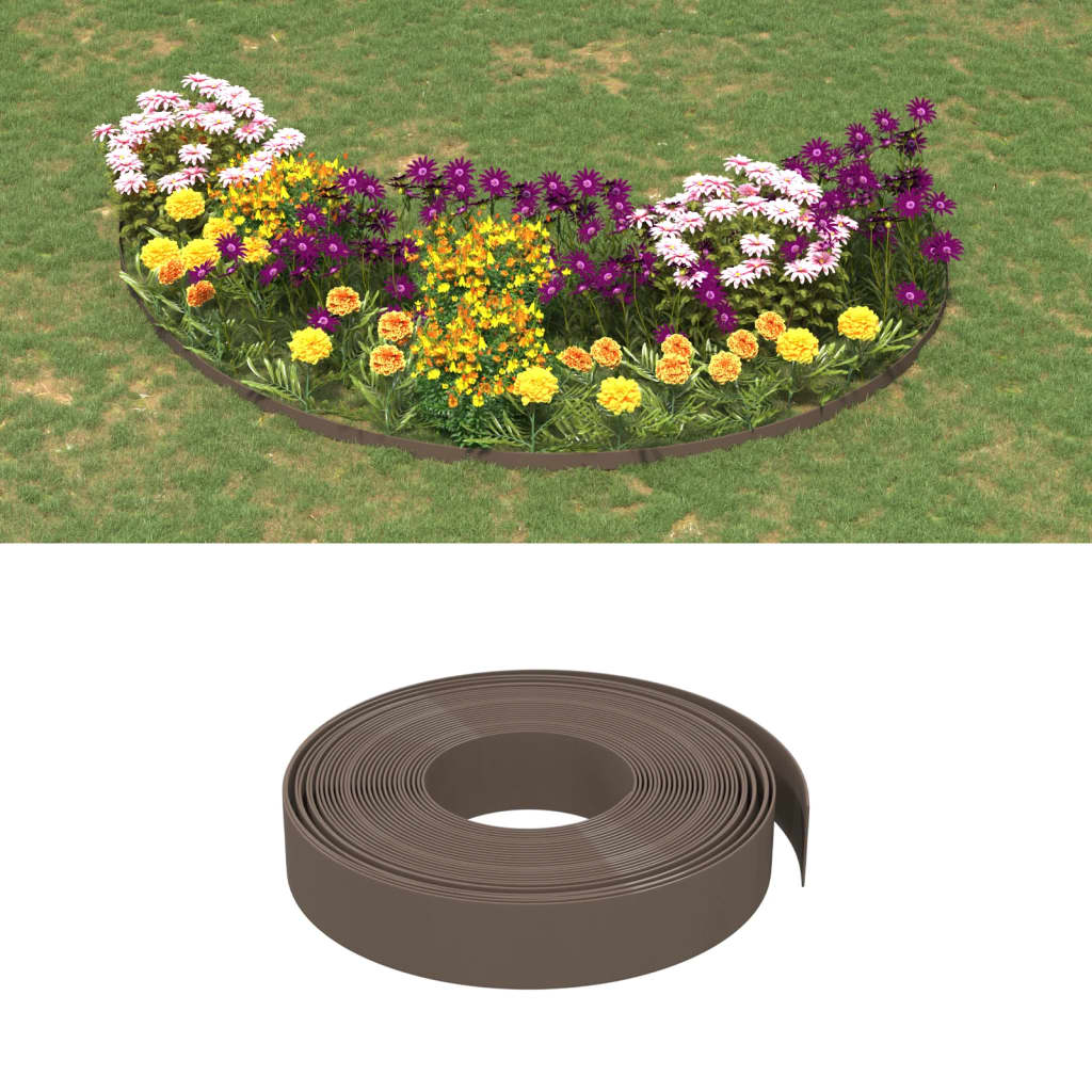 Vidaxl Garden Edges 3 St. 10 m 10 cm polyethylenbrun