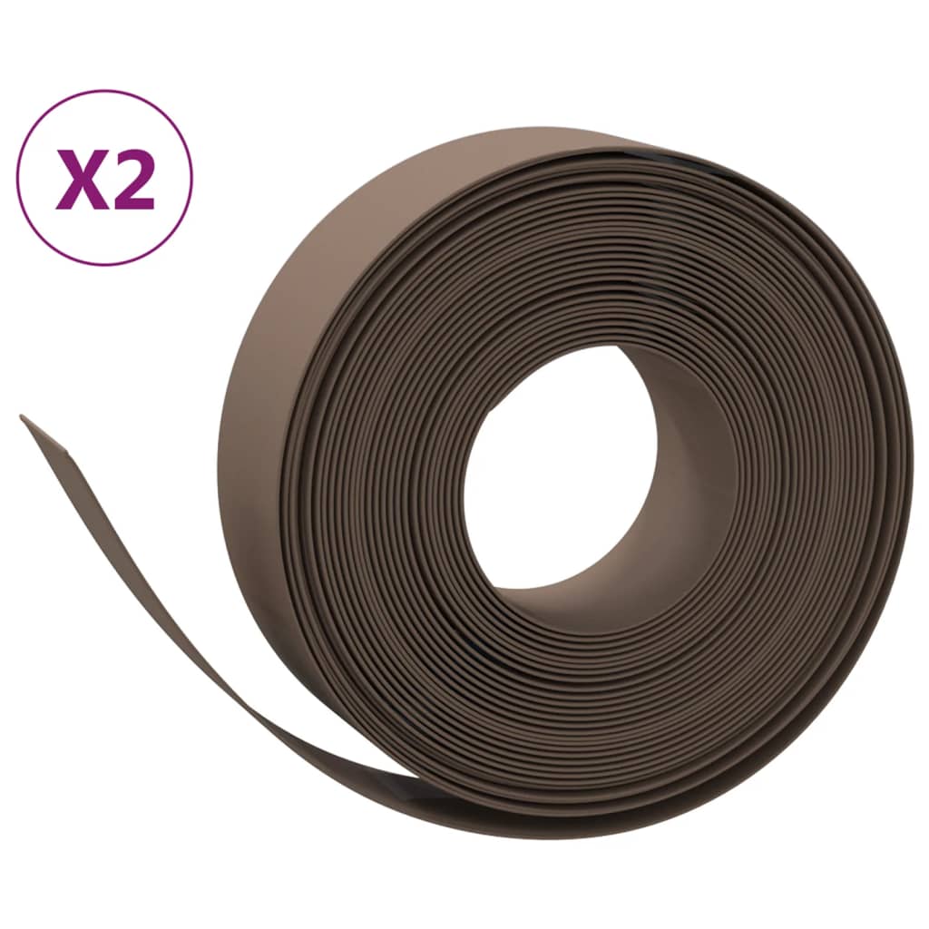 Vidaxl Have kanter 2 stk 10 m 15 cm polyethylenbrun