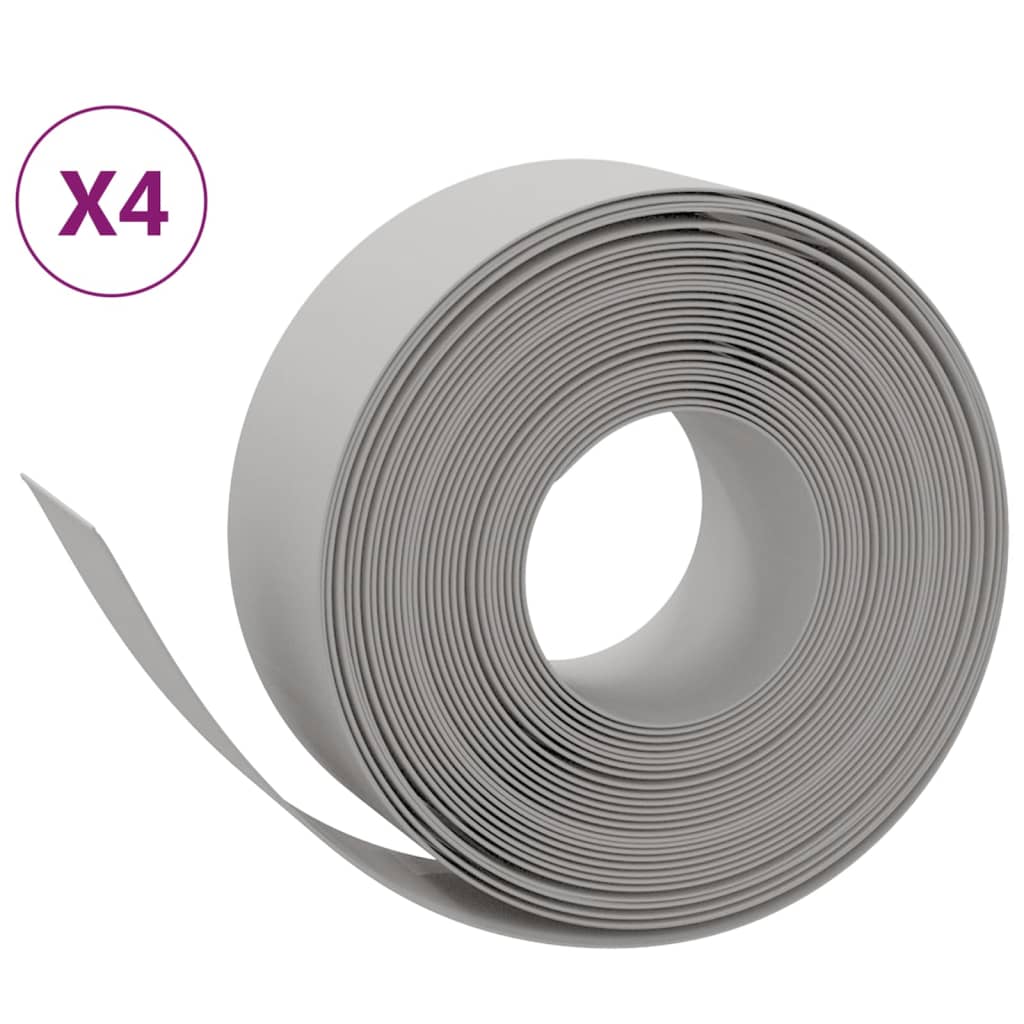 Vidaxl Garden Bordes 4 PCS 10 m 20 cm de polietileno gris