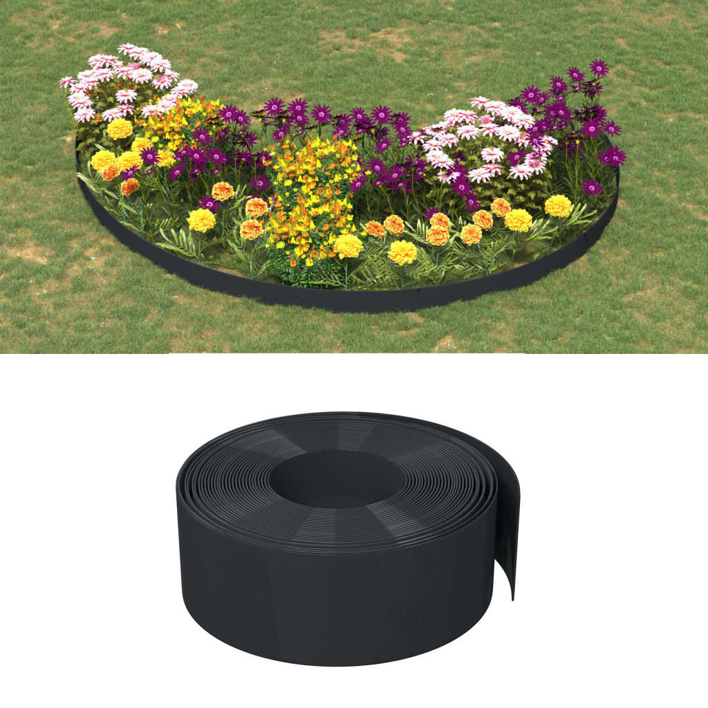 Vidaxl Garden Edges 3 st 10 m 20 cm polyethylen sort