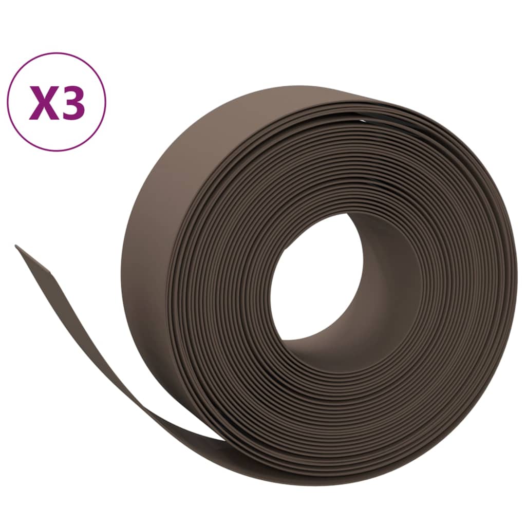 Vidaxl Garden Edges 3 St 10 M 20 cm polyethylenbrun