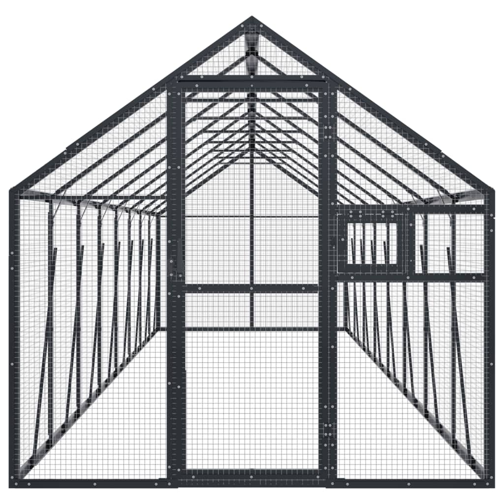 VidaXL Volière 1,79x8x1,85 m aluminium antracietkleurig