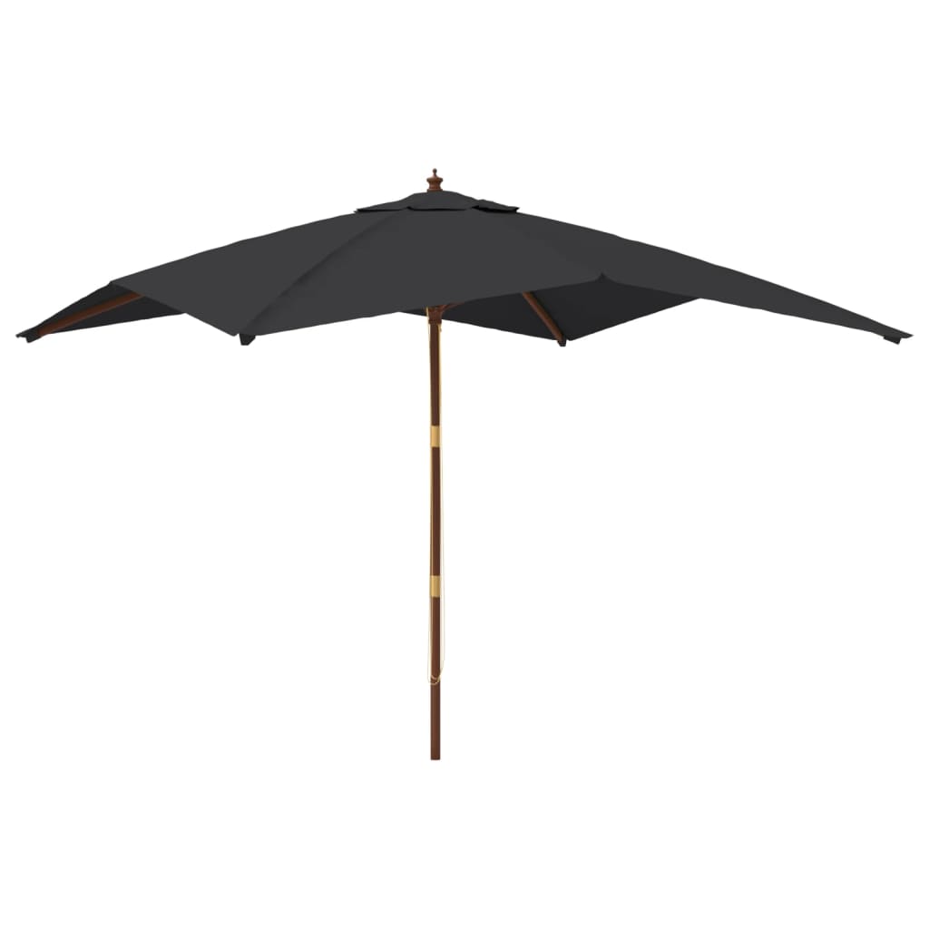 Vidaxl Parasol con palo in legno 300x300x273 cm nero