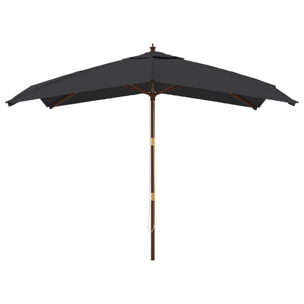 Vidaxl Parasol con palo in legno 300x300x273 cm nero