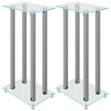 Vidaxl Loudspeaker Standards 2 pcs 4 pillars hardened glass silver colored