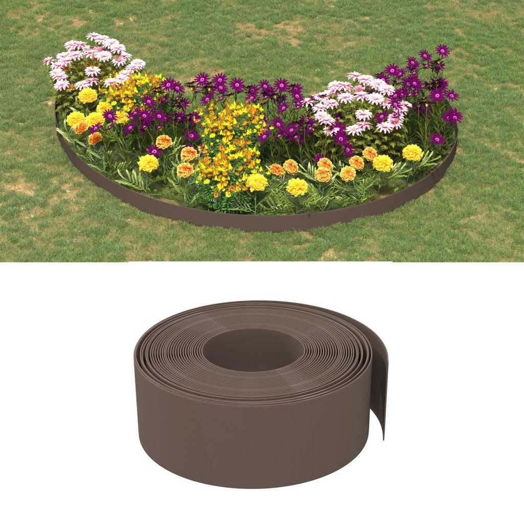 Vidaxl Garden Border 10 m 20 cm polyethylenbrun