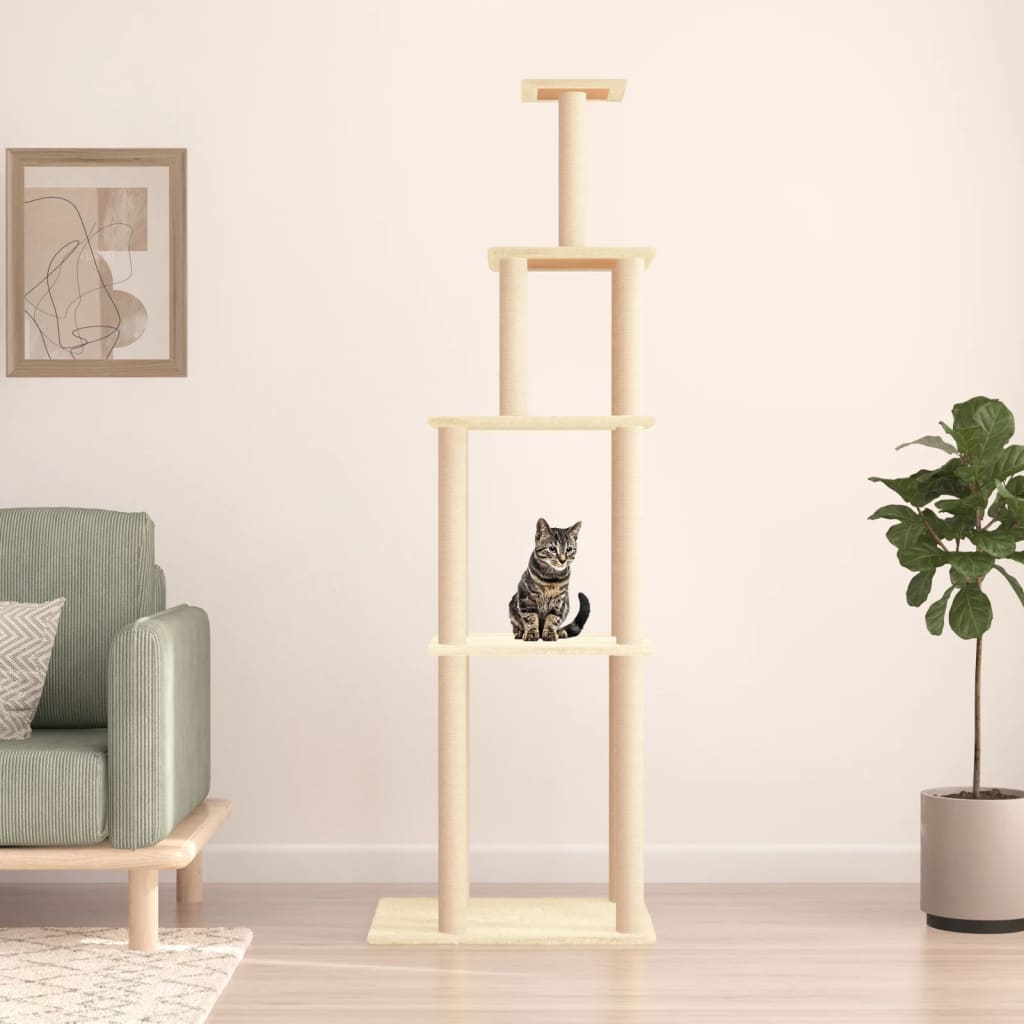 Nábytek Vidaxl Cat s sisalskými poškrábanými sloupky 183 cm krém -