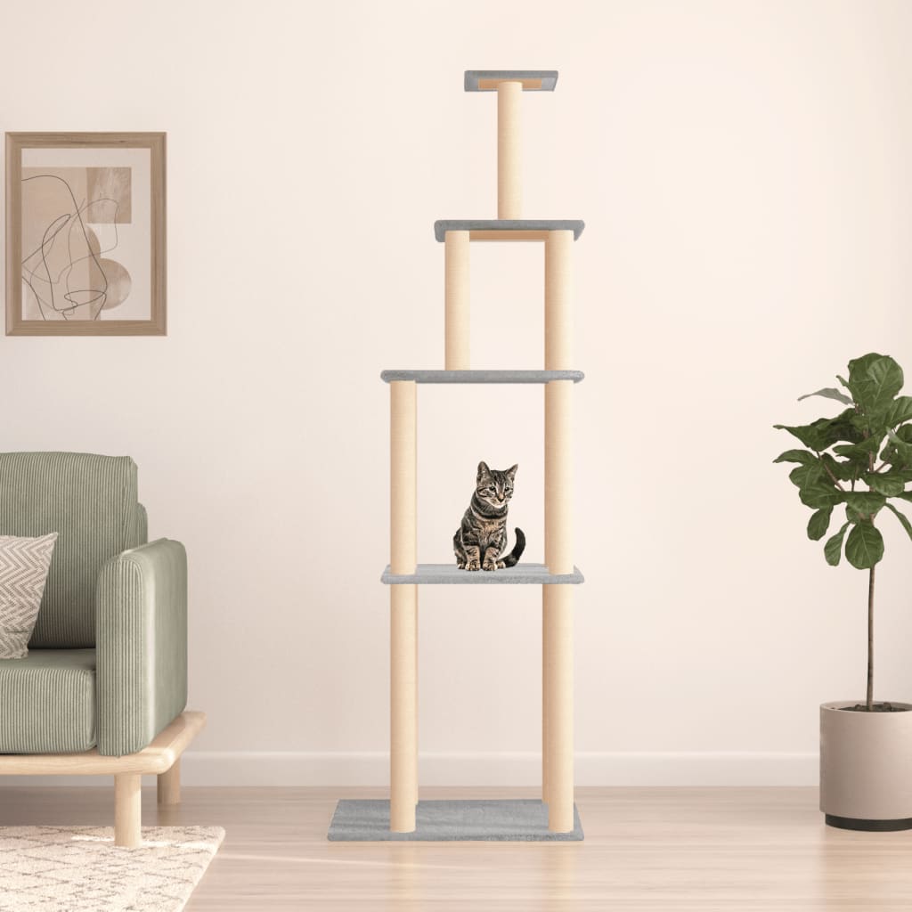 Vidaxl Cat Furniture with Sisal Stocking Posts 183 cm světle šedá