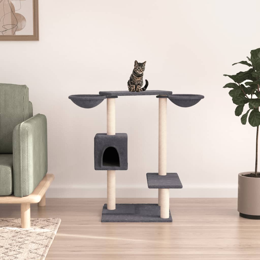 Muebles de gato de Vidaxl con postes de rascado 82 cm de gris oscuro