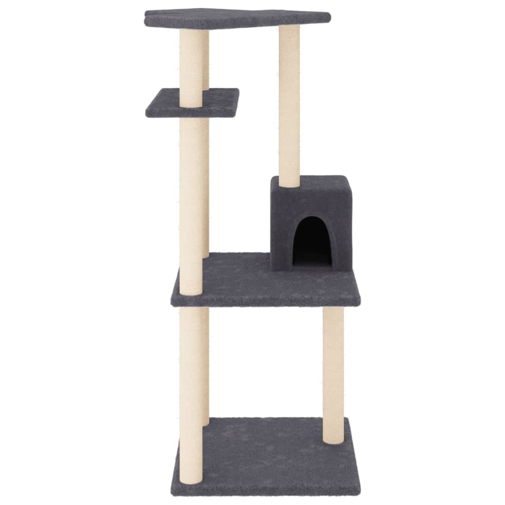 Muebles de gato de Vidaxl con postes de rascado de sisal 123 cm de gris oscuro