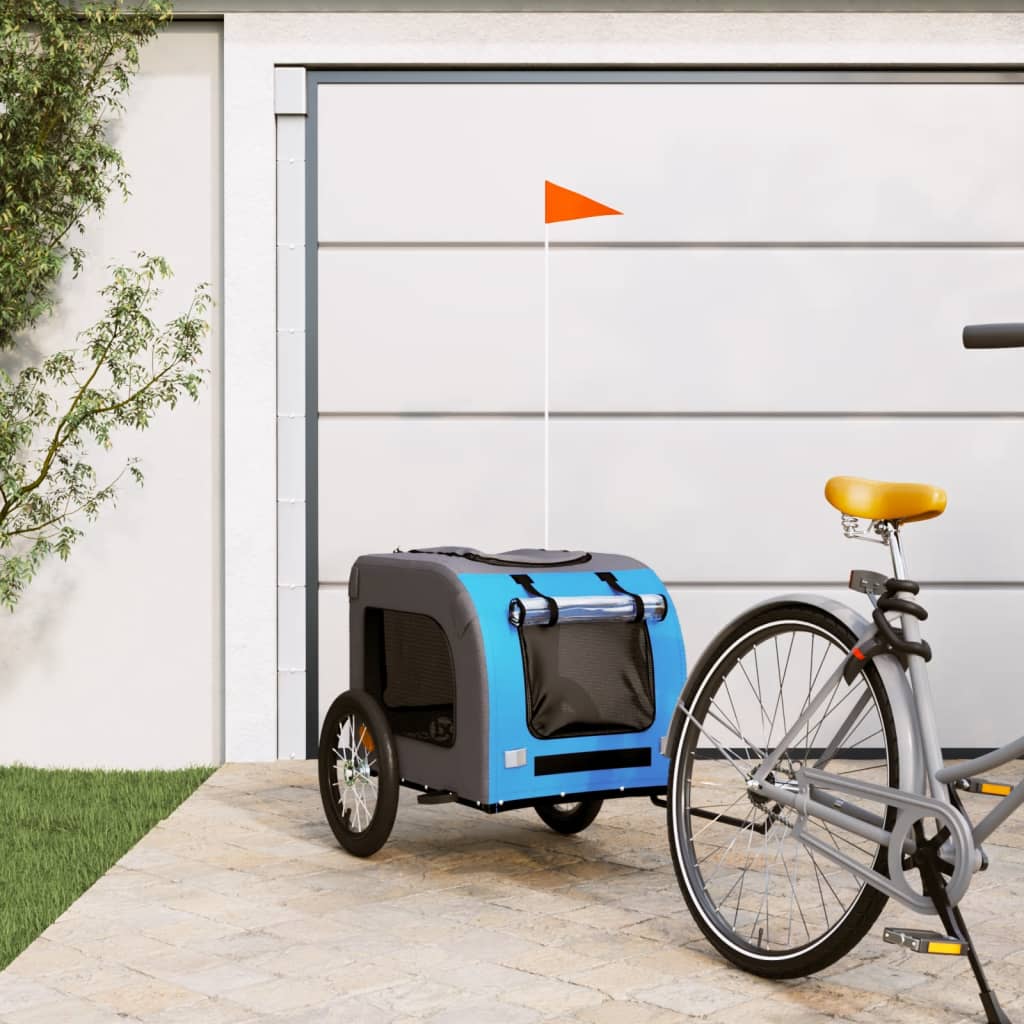 VidaXL Dog bike trailer Oxford fabric and iron blue and gray