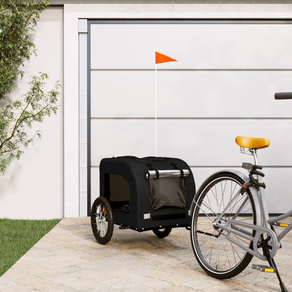 Vidaxl Dog Bike Trailer Oxford Fabric and Iron Black