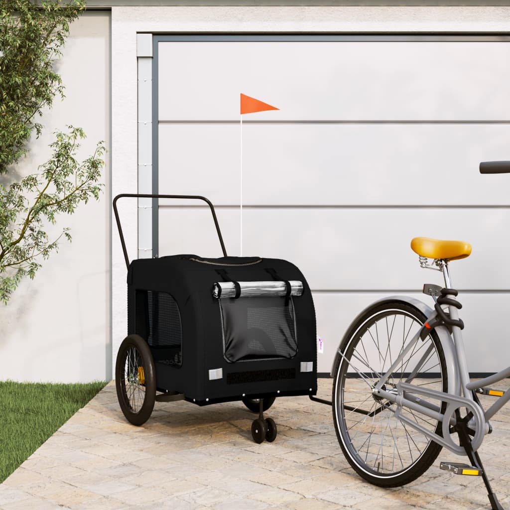 Vidaxl Dog Bike Trailer Oxford Tyg och Iron Black