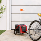 Vidaxl Dog Bike Trailer Oxford Fabric et fer rouge et gris